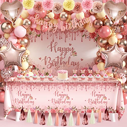 Rose Gold Birthday Party Decorations 91 Pcs Pink Birthday Party Supplies