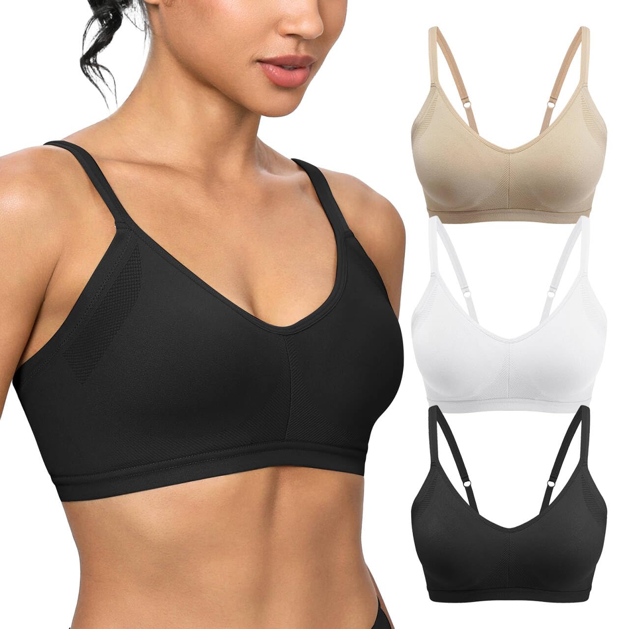 INIBUD Sujetadores push up para mujer, reductores, almohadillas fijas sin costuras, correas ajustables, sin aros, inalámbricos