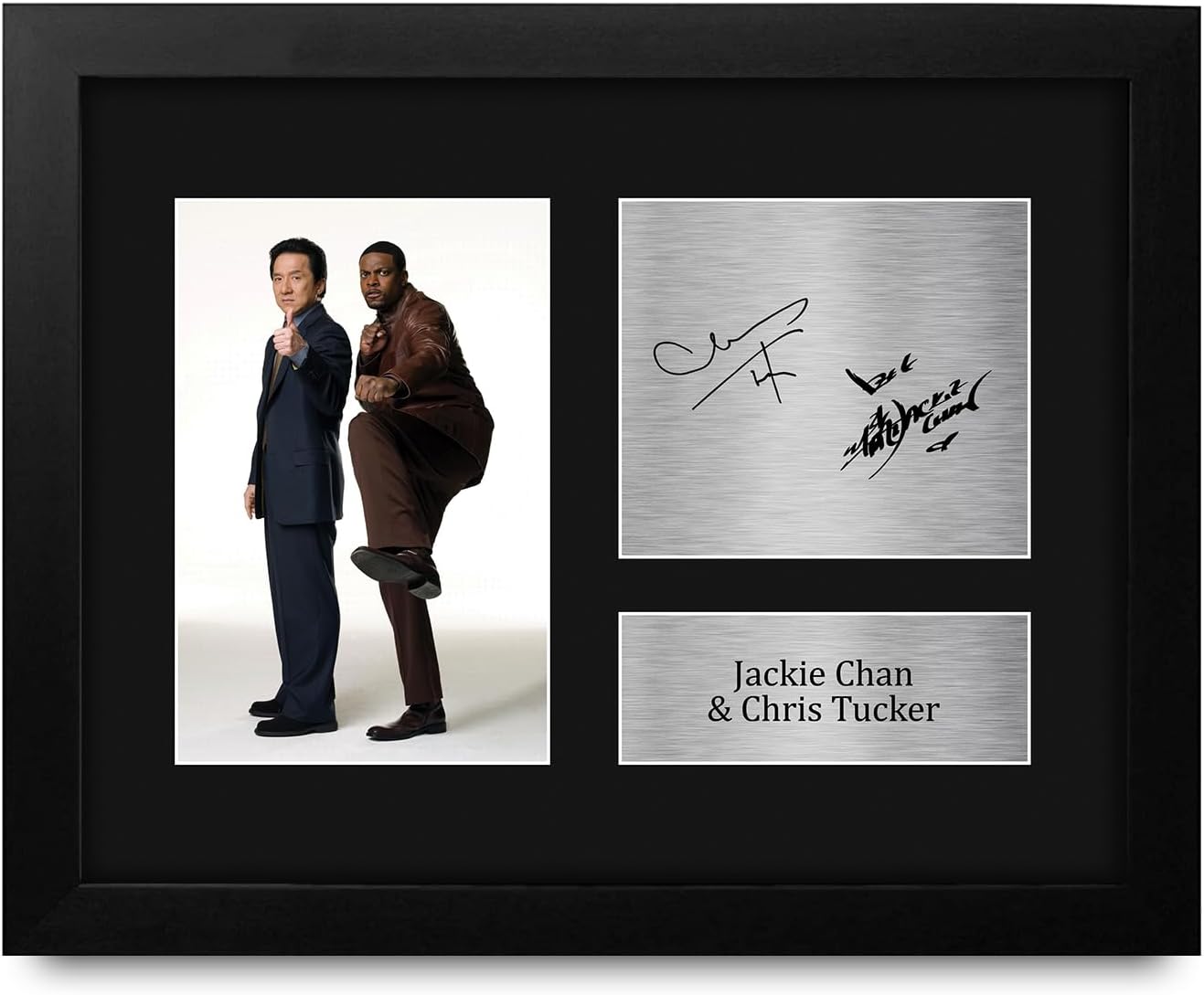 HWC Trading Jackie Chan Chris Tucker Rush Hour Framed Gifts Printed Signed Autograph Picture for Movie Memorabilia Fans - US Letter Size