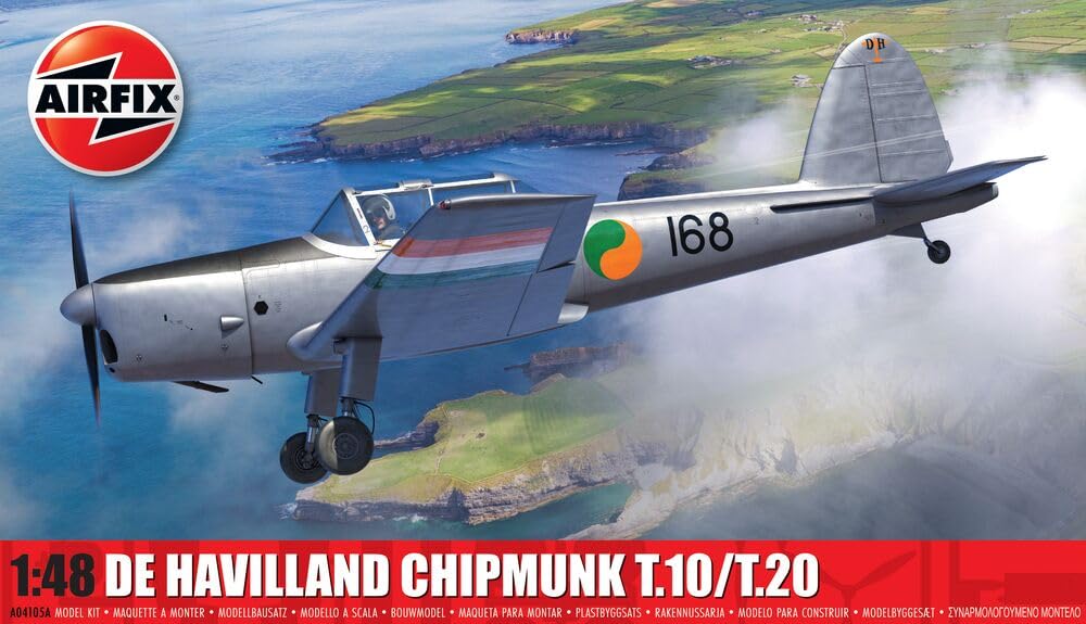 Airfix Standard Model Set - A04105A de Havilland Chipmunk T.10/T.20 Model Building Kit - Plastic Plane Kits for Adults & Children 8+, Set Includes Sprues & Decals - 1:48 Scale