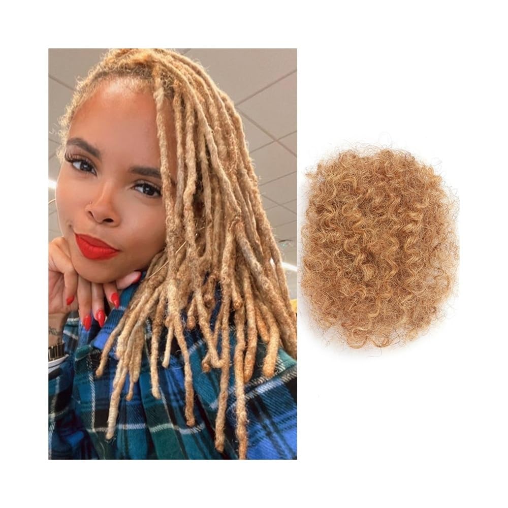 Splatanie włosów Afro Kinkys Ludzkie Włosy Ludzkie Do Przedłużania Dredów 27# Blond Afro Szydełkowe Włosy Dla Czarnych Kobiet Kobieta(8inches)