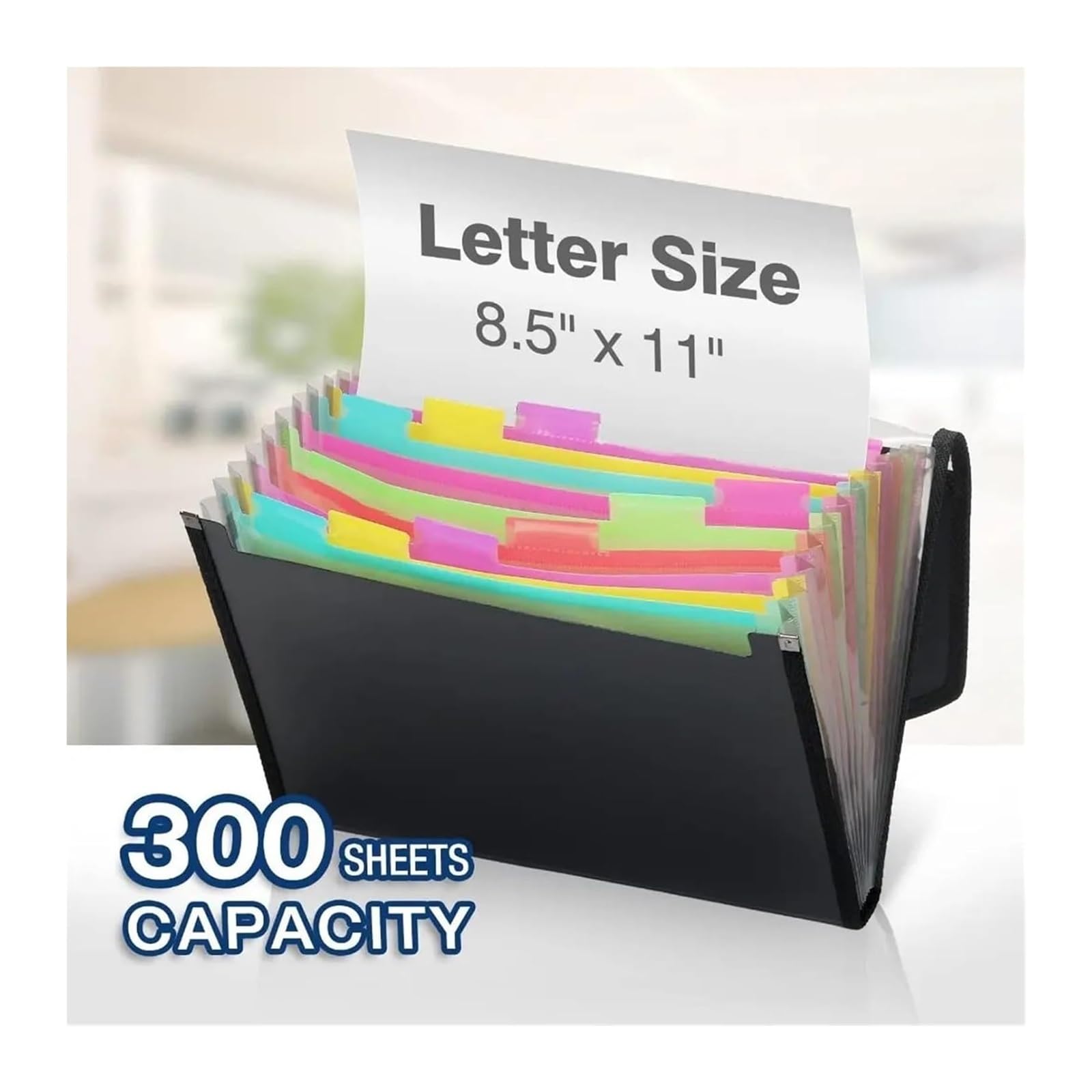 Carpeta expansible, Organizador de Documentos Carpeta de Archivos expandible de 13 Bolsillos con pestañas divisorias Negro 240x30x330 mm