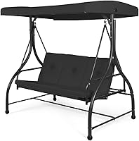 Vista 1 de Tangkula Columpio de patio convertidor de 3 asientos, toldo de jardín para porche al aire libre con cómodos asientos acolchados y toldo