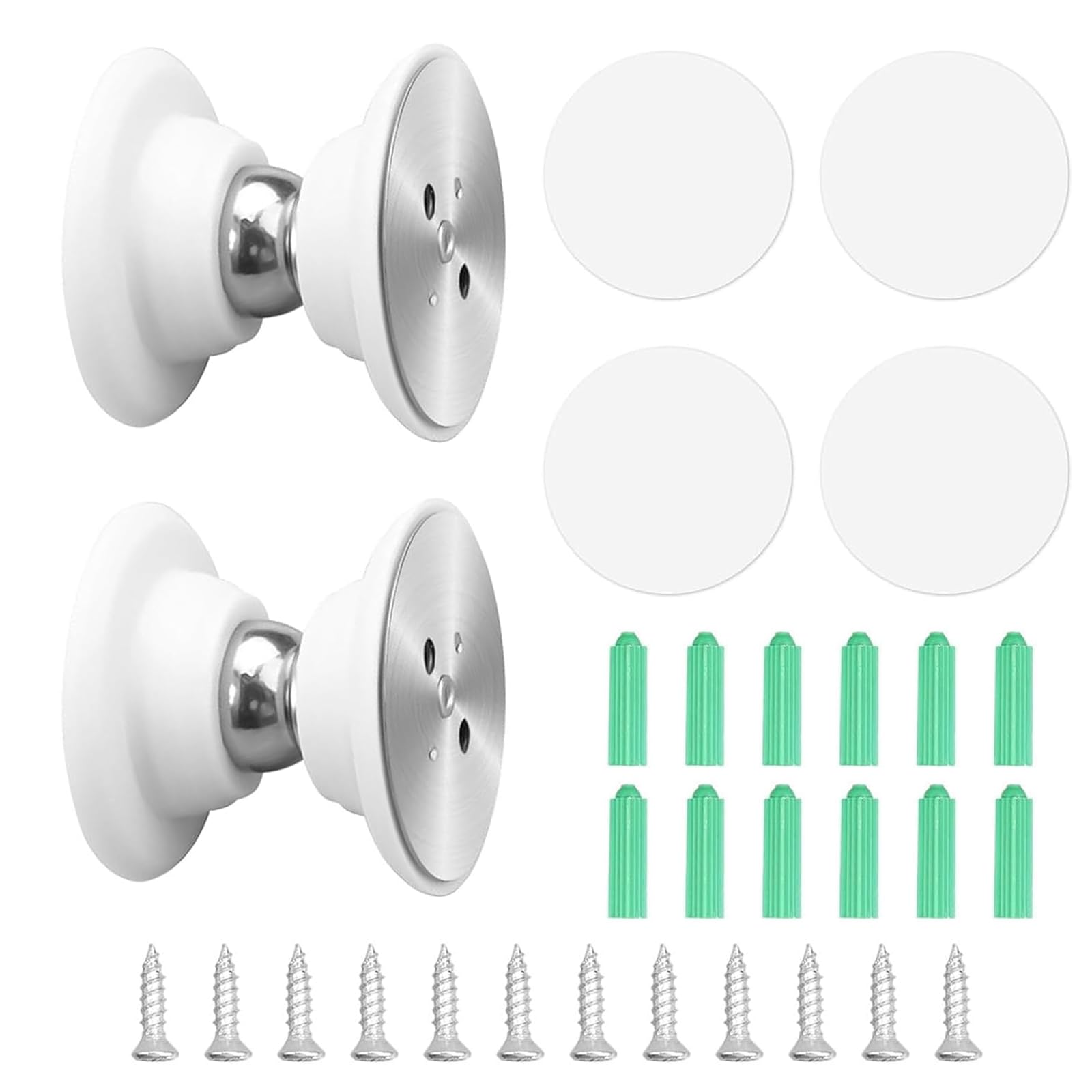 2 Pezzi Fermaporta Magnetico per Camper Bianco Magnetiche Door Holder Ferma Porta da Muro con Viti e Adesivo per Roulotte Barca Auto Scomparti Camper Porta di Sicurezza