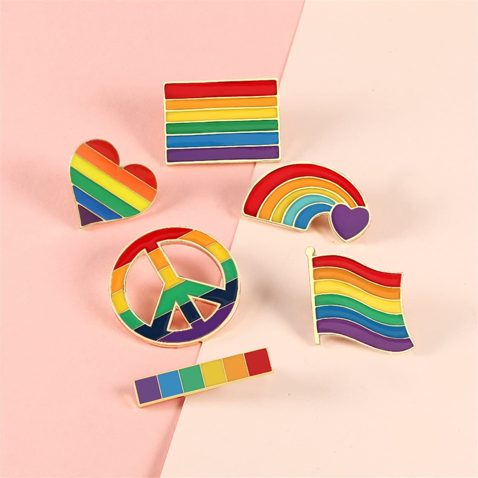 Brosche Cartoon Regenbogen Pride Pins Flagge Herz Emaille Bunter kreativer Schmuck
