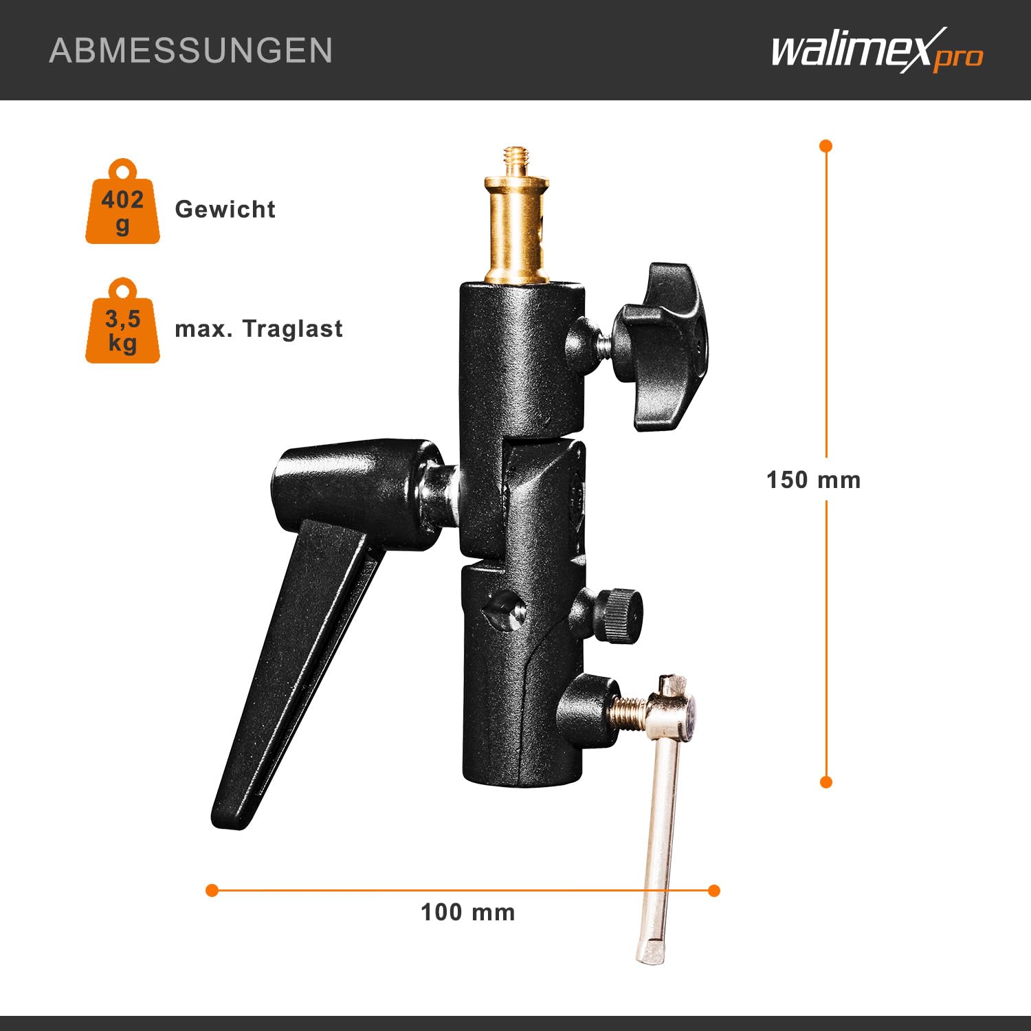 Walimex Pro Porte-Parapluie inclinable avec Fixation Spigot Noir