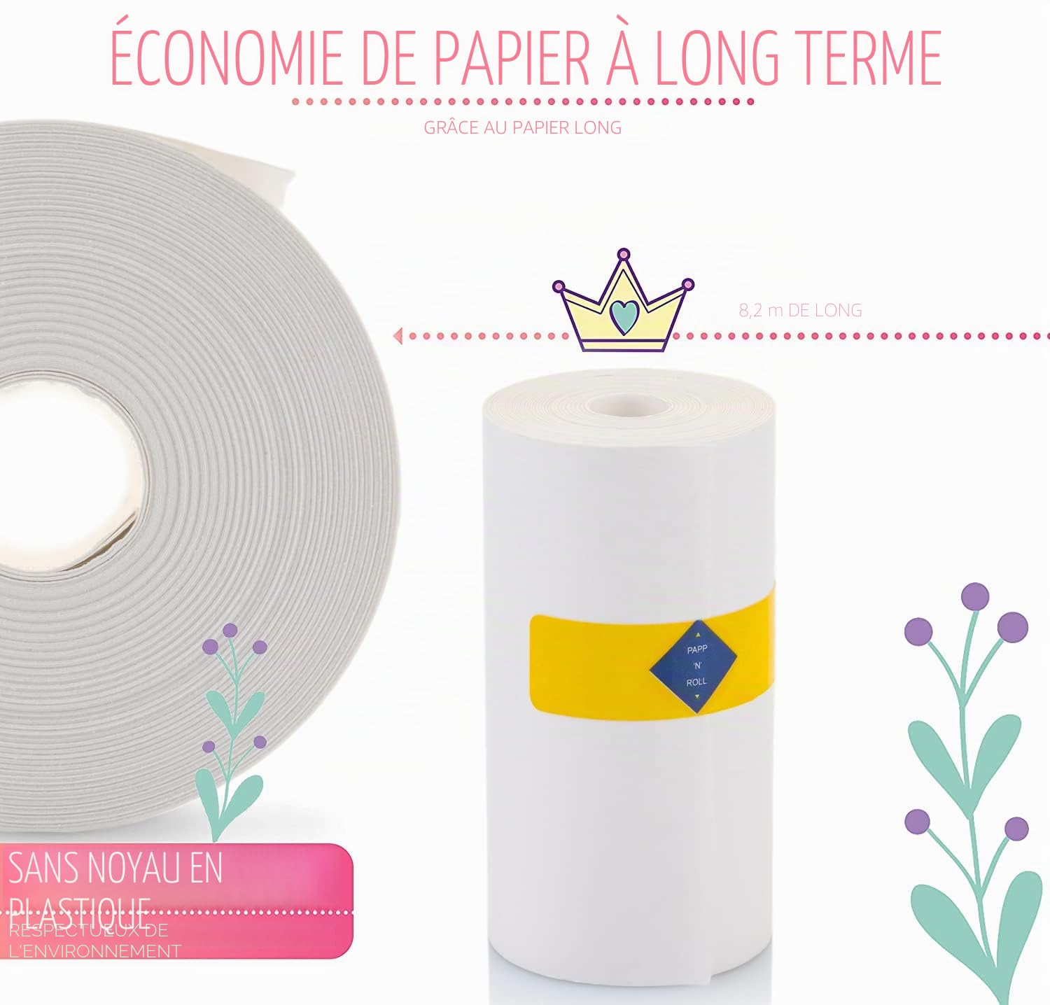 Papp'n'Roll® Papier thermique pour imprimante thermique PeriPage A6/Paperang P1 P1/Poooli 57 x 30 mm…