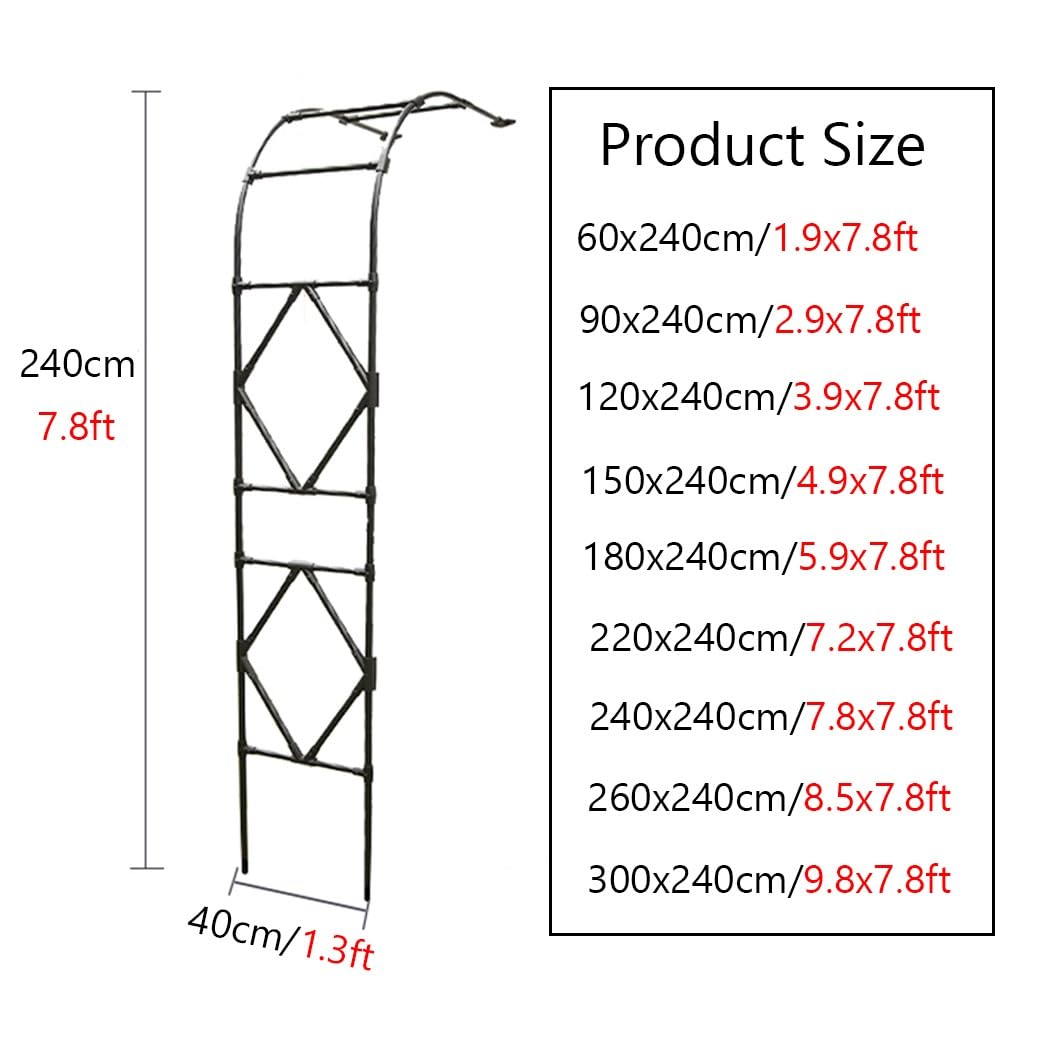 Mezzo traliccio ad arco da giardino, pergolato per rose in metallo resistente alle intemperie, decorazione per esterni per cortile, patio e cortile, bianco, 240 x 240 cm