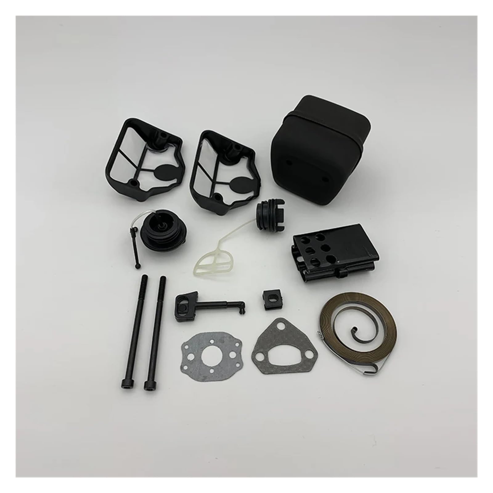 Apto para Husqvarna 137 142 137LE 142LE Recambios para motosierra de gas Perno de escape Filtro de aire Tapón de combustible Varilla del arrancador Polea de arranque