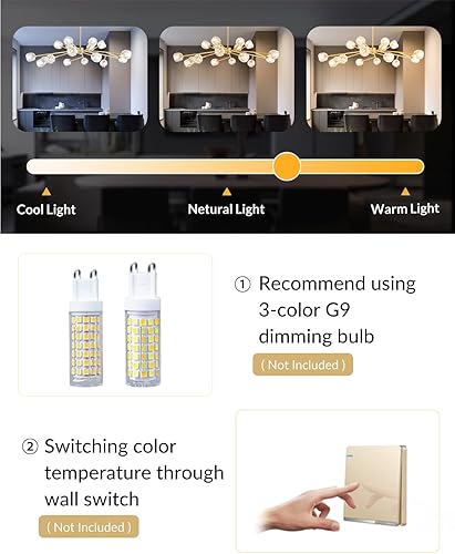 Miniatura 2 de APBEAM Lighting - Candelabro Sputnik de latón, lámpara colgante dorada, lámpara de techo de cristal empotrado, 18 luces de 47 pulgadas de ancho x