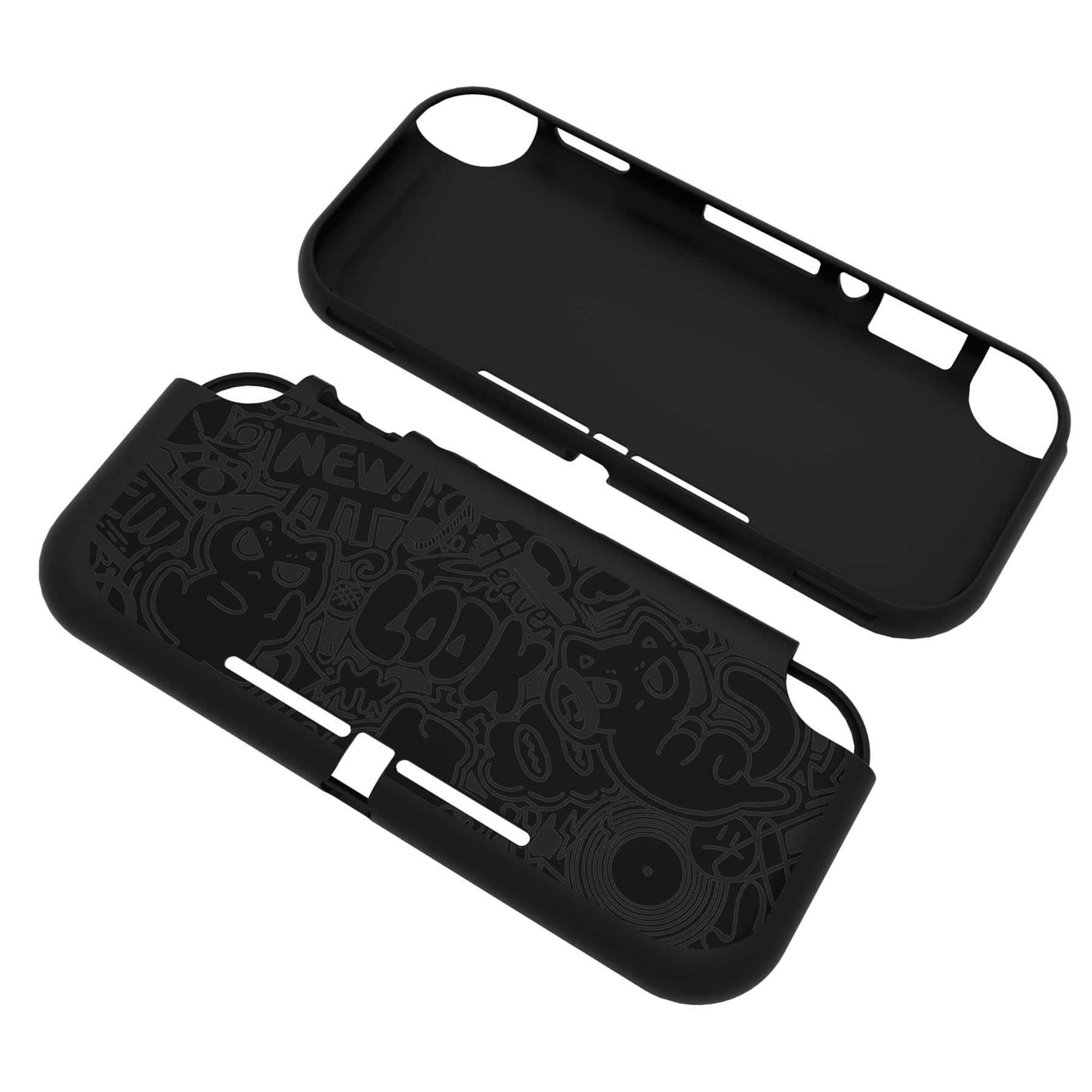 PlayVital Coque pour Switch Lite,Housse de Protection pour Nintendo Switch Lite Console,Étui Silicone TPU Souple Anti-Griffes et Anti-Chocs-VV & Noir