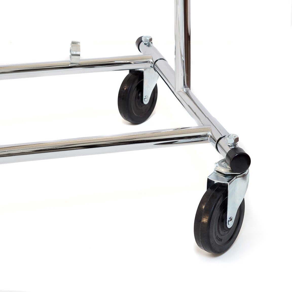 Basics Hardware Elegant Commercial Grade Clothing Garment Rack, Extendable Hanging Rack, Chrome Rolling Rack