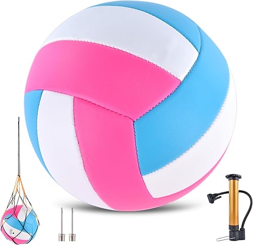 Miniatura 12 de Volleyballs Official Size 5, Waterproof Soft Bulk Recreational Volley Balls with Pump and Net Bag for Indoor Outdoor Beach Pool Water Sand Game