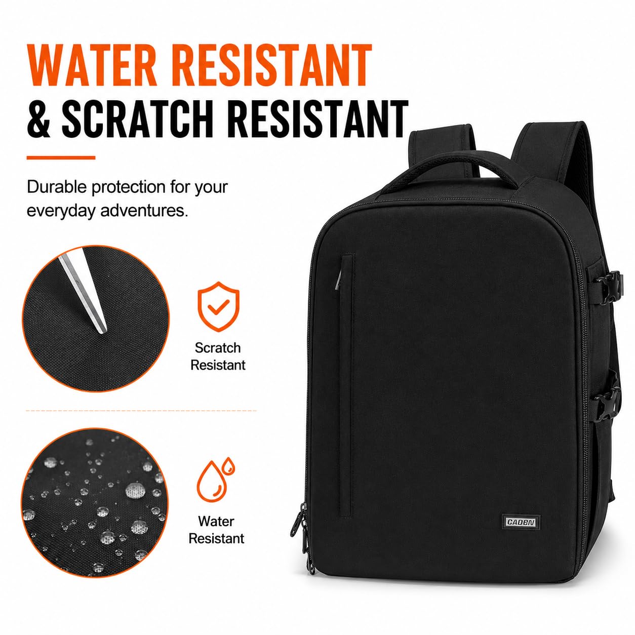 CADeN Sac à dos pour appareil photo - Imperméable - Compatible avec Sony, Canon, Nikon
