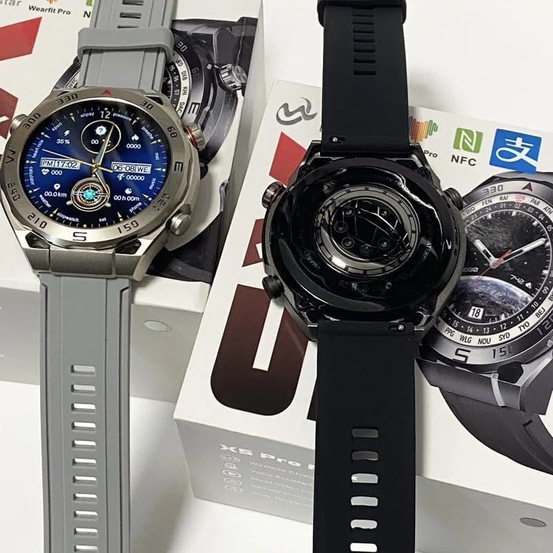 Front and back view of two Gerrit X5 Pro Max smartwatches