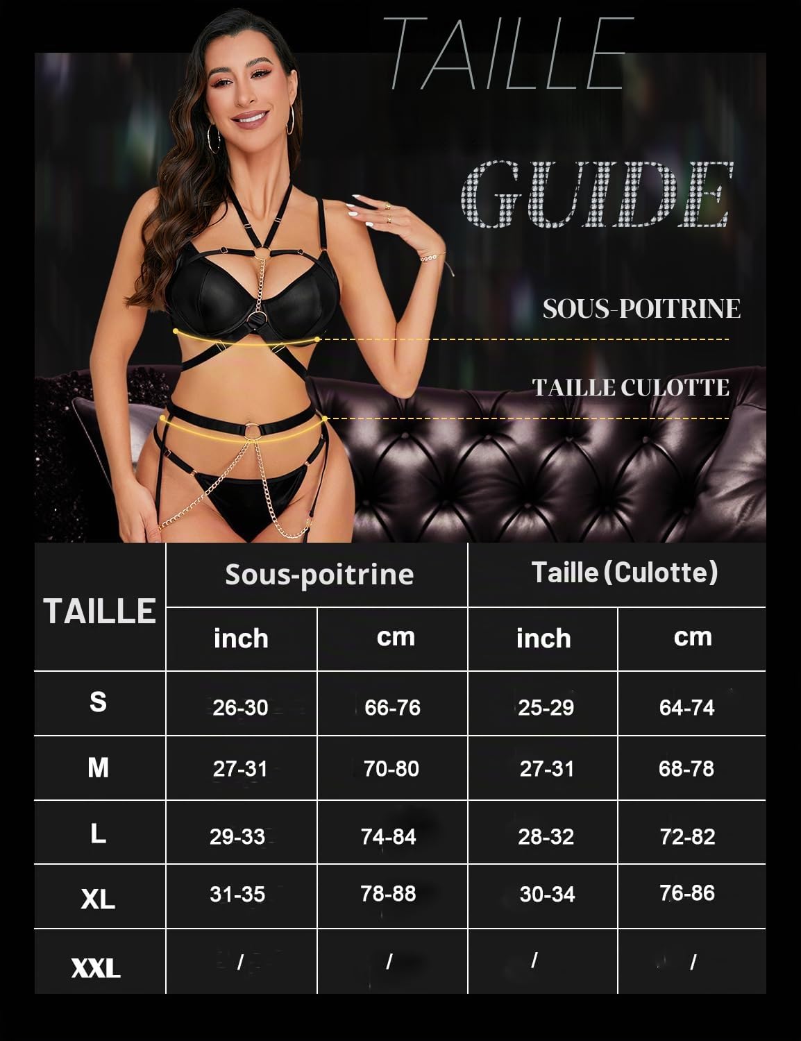 Ensemble de Lingerie Femmes Sexy à Bretelles sous Vêtements 7 Pièces | avec Porte-Jarretelles, Bretelles Réglables, Soutien-gorge à Armatures, Culotte, Sangle de Cuisse, Collants, Bas