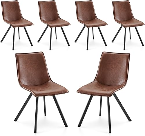 COLAMY Juego de 2 sillas de comedor de piel sintética, con respaldo alto, moderna tapizada, para comedor, cocina, con patas de metal para el hogar,