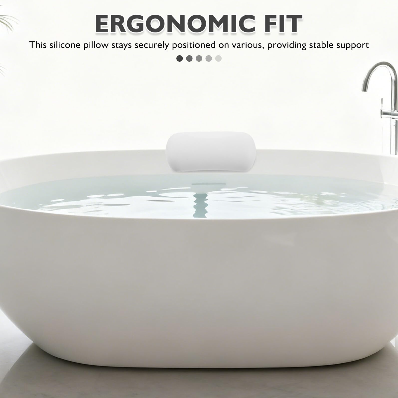 Mikinona Cuscino da Bagno in Silicone con Ventose Antiscivolo, Supporto Ergonomico per Testa e Collo, Cuscino Ispessito per Vasca da Bagno, Accessorio da Spa per Donne e Uomini, Facile da
