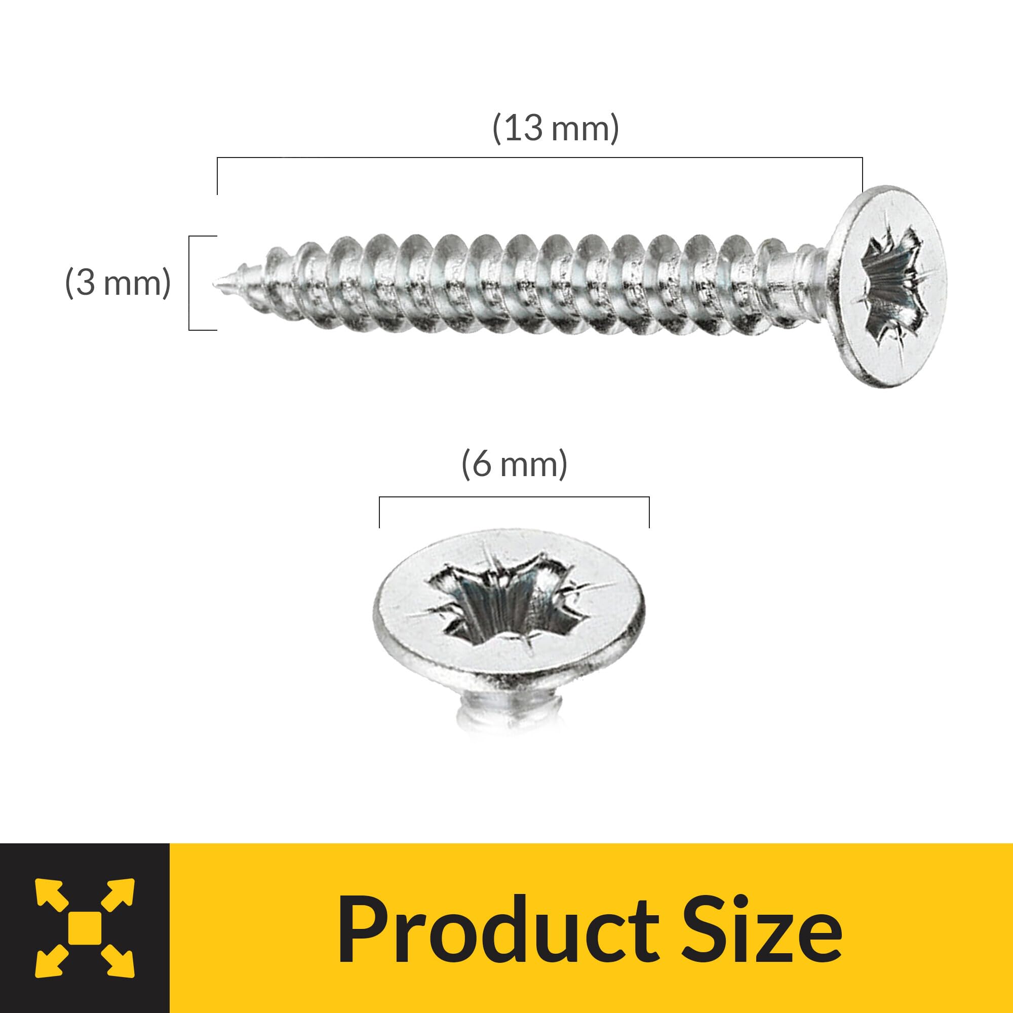 Brixwell SRW306304401 Flat Head Screw, Countersunk Head 13 mm Length 6 mm Head Diameter Zinc Plated Finish - Pack of 1000