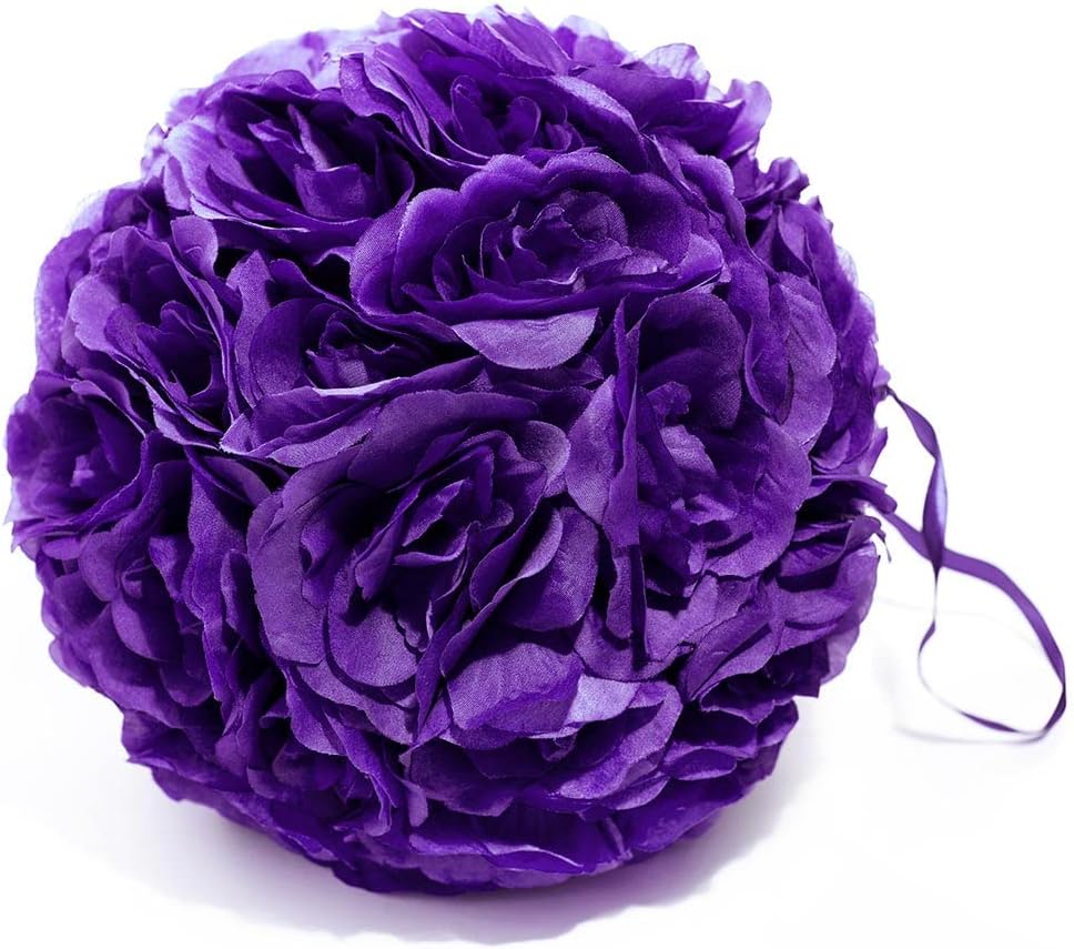 TCDesignerProducts Purple Silk Flower Ball Pomander Wedding Decoration, 12 Inches