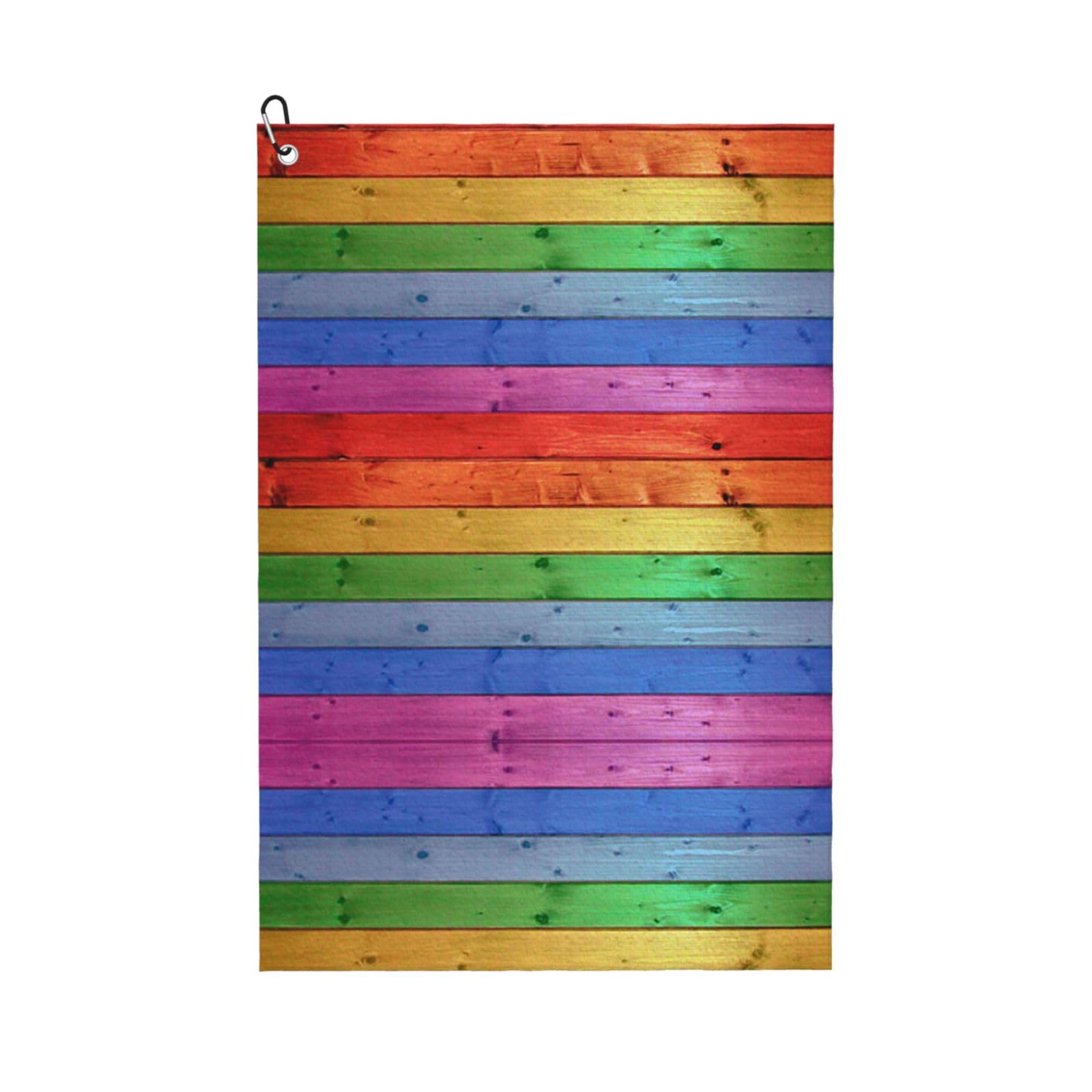 peiyeety Wooden Rainbow Gay Pride LGBT Microfiber Golf Towel with Carabiner Clip, 16x24 Inch Absorbent Waffle Weave Towel for Golf Bags