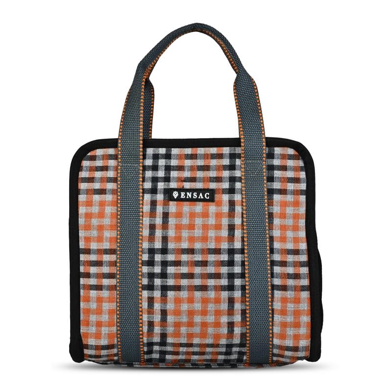 Image of ENSAC Lunch Bag Office Tiffin Bags for Men, Women, School, Tiffin Pouch Bag, Hot & Cold Reusable Lunch Box Bags with Double Handle, Zip Bags