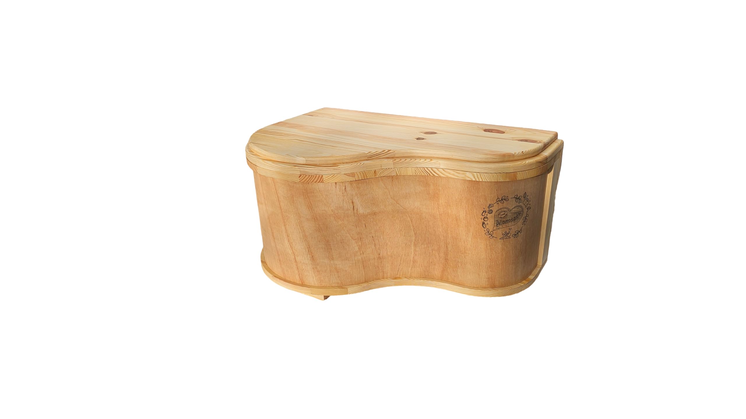 Toilette Sèche en Bois Naturel, Design Compact, avec Couvercle et Bac en Métal