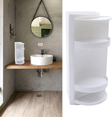 Miniatura 2 de SEANESZTI Estante de ducha de 3 capas, organizador de baño con tapa, organizador de ducha, estantes esquineros, ideal para organizador de baño,