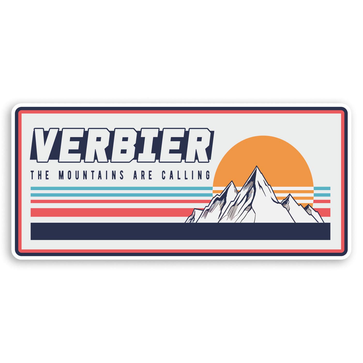 2 x 10cm Retro Verbier Vinyl Stickers - Skiing Sticker Laptop Luggage #20168 (10cm Wide)
