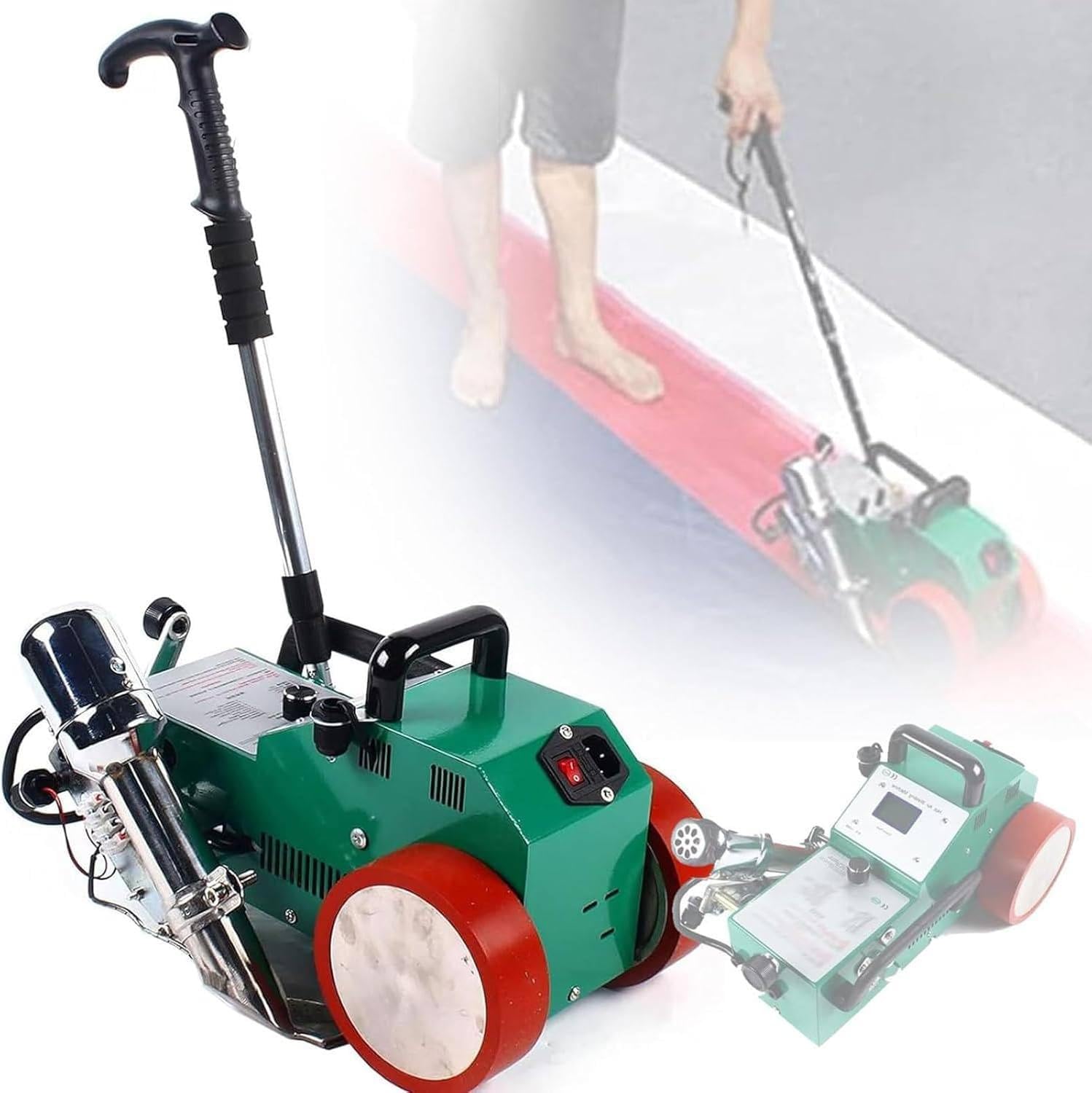 1800W Hot Air Welder with 20-680℃ Temp Control, PVC & TPO Fabric Welding Machine, Adjustable Speed 0.8-8 m/min for Roofing & Plastic Projects