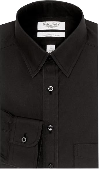 Gold Label Mens Wrinkle-Free Slim Fit Dress Shirt, Long Sleeve Button-Down Shirt with Point Collar and Chest Pocket