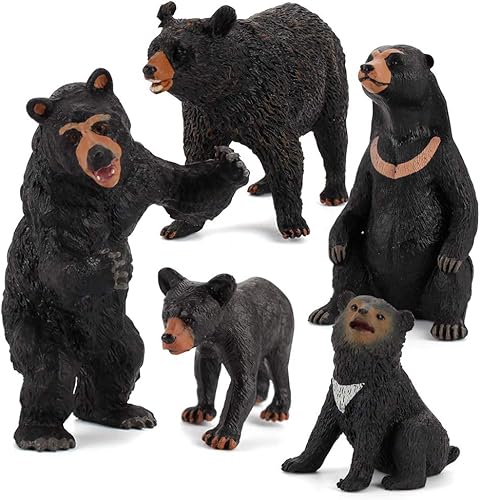 Figuras realistas de animales de la selva de la vida silvestre, modelo de oso negro, juego de la familia, juguetes eduaccionales, estatua,