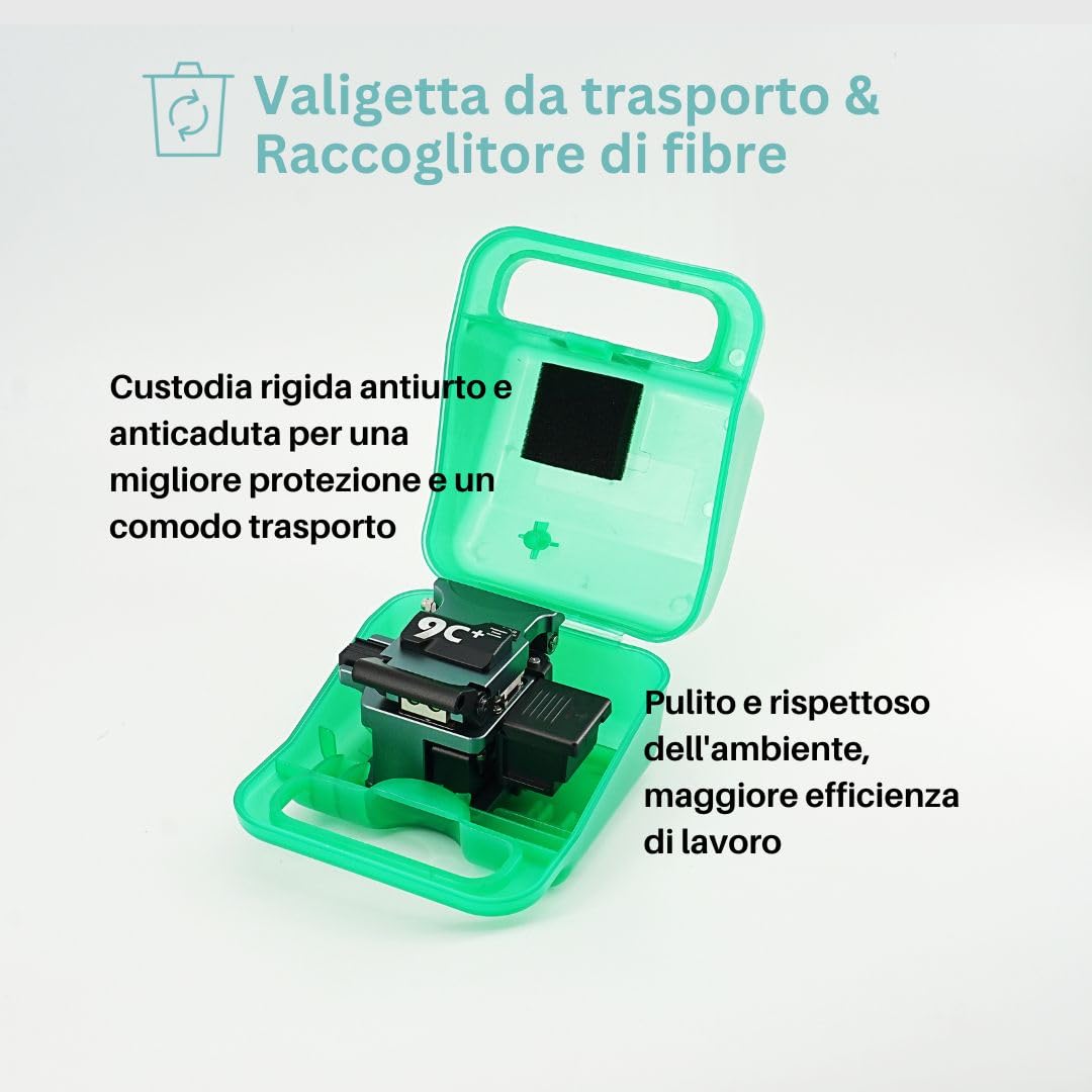 9C+ Mannaia per fibra ottica con lama a rotazione automatica Funzionamento con una sola mano, Taglierina Fibra Ottica con materiale di alluminio 24 punti di taglio 48000 volte di taglio