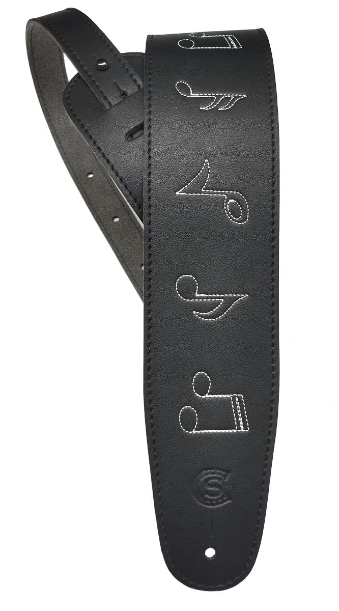 Custom Style Tracolla chitarra e basso con occhielli nickel similpelle vegana nera T8101