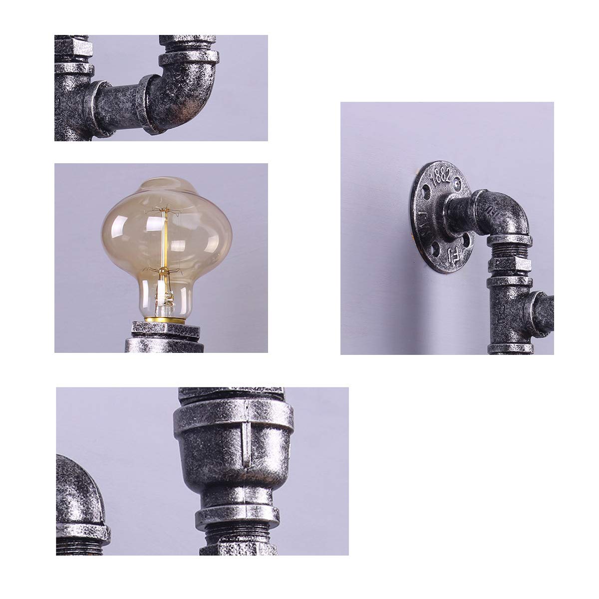 WXKAGF Fajka wodna Steam Punk Kinkiet Rustykalna metalowa lampa wisząca Oprawa oświetleniowa Lampa wodna Oświetlenie Vintage Industrial Retro Nostalgia Industrial Cafe Bar Kinkiet świetlny bez żarówki