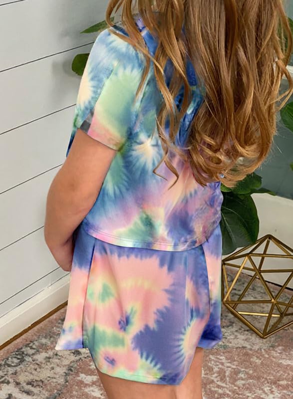 Image of Dokotoo Girl's Summer Cute T-Shirt and Shorts Set with Side Pockets