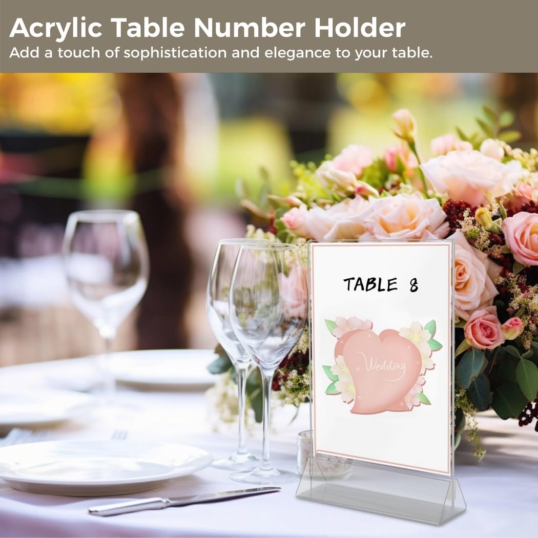 Acryl-Bilderrahmen, doppelseitig, Tischnummernhalter, vertikale Präsentationsständer für Hotel, Restaurant, Hochzeit, 6 Stück