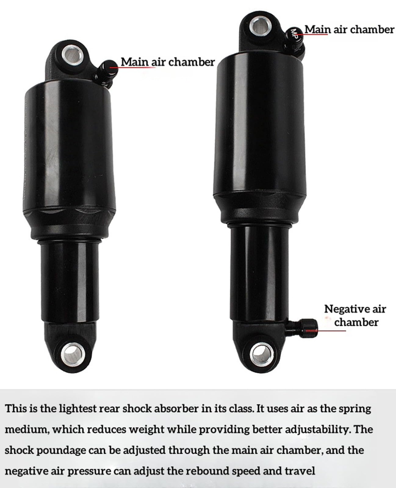 Amortiguador Trasero De Presión De Aire para Bicicleta De Montaña, 125/150/165/190 Mm, Vejiga Trasera para Bicicleta De Montaña, Amortiguador Plegable para Bicicleta De Montaña