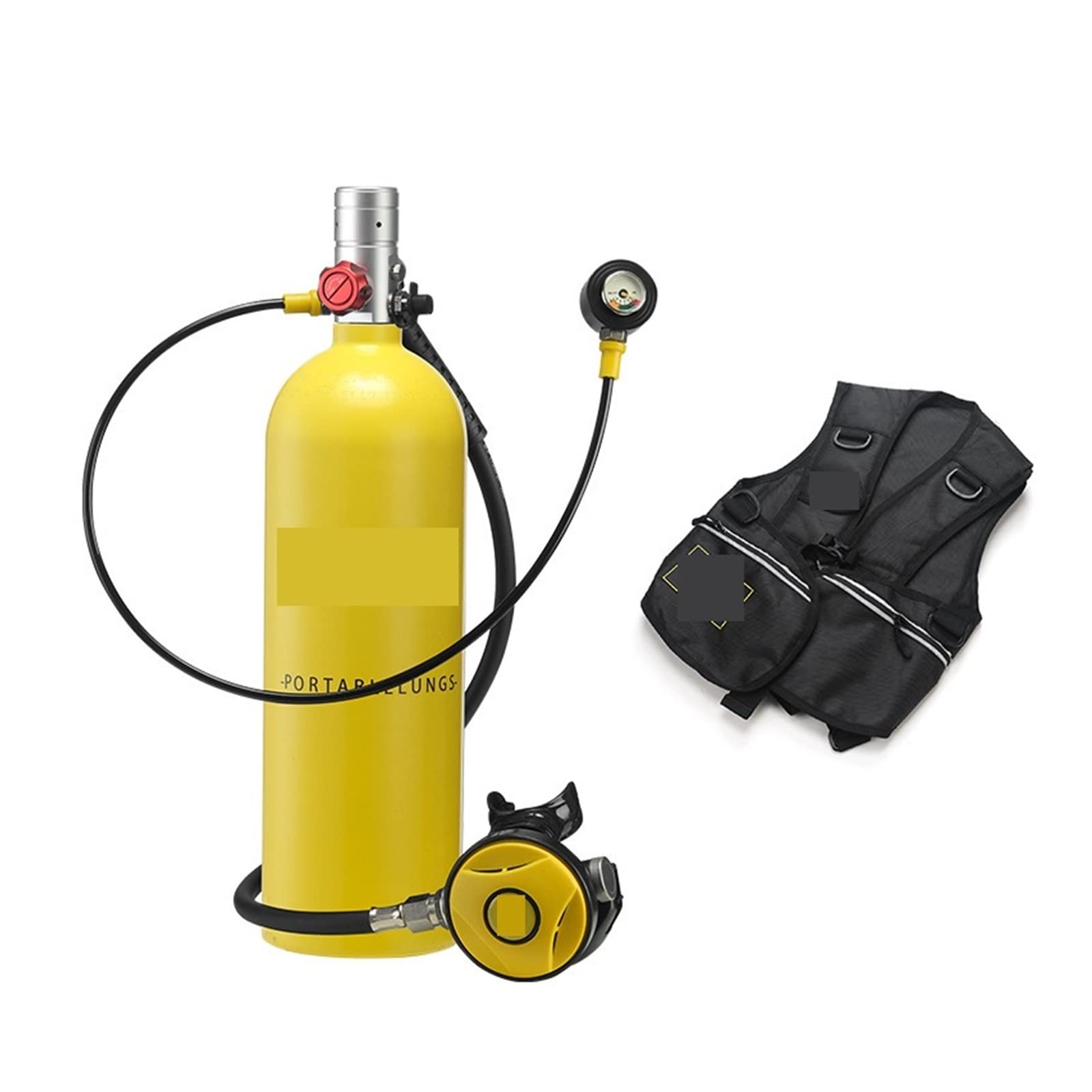 Portable Dive Cylinder, 2L Diving Rebreather Equipment Portable(Silverhead in Yellow Bottle)