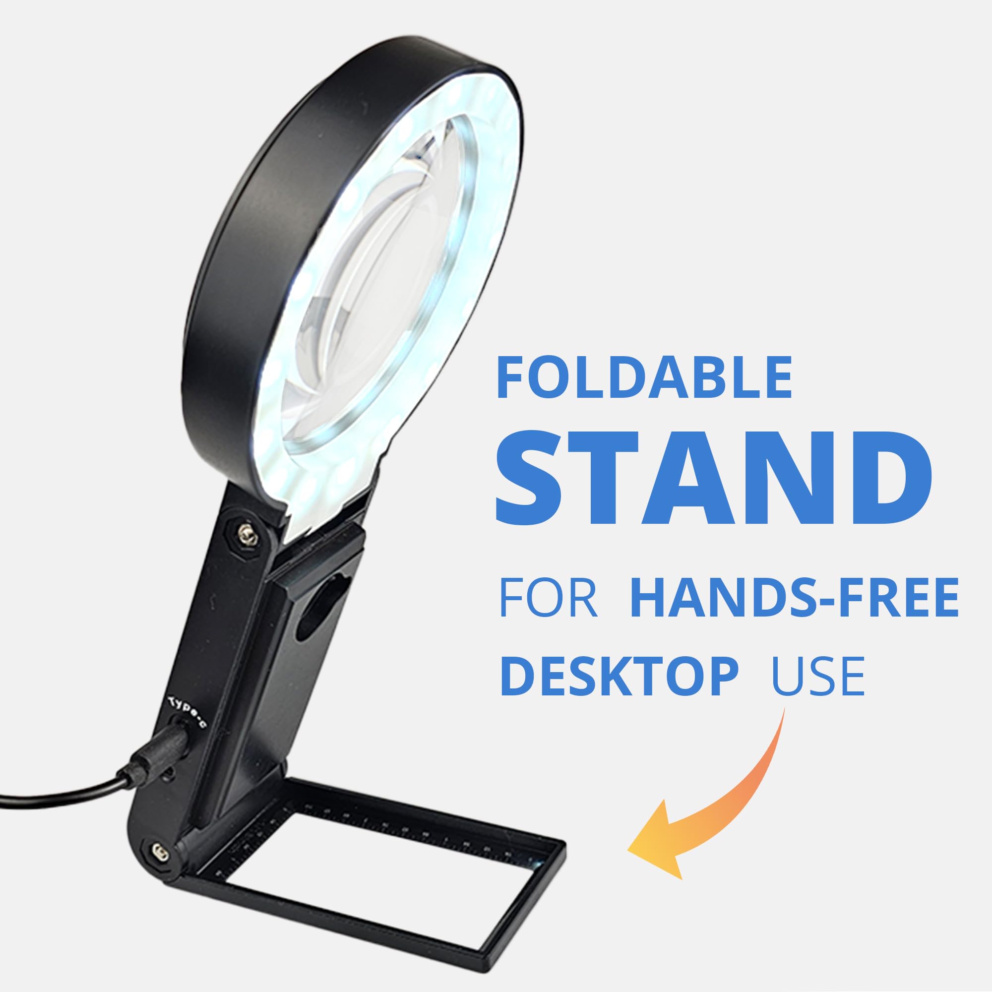 30x Handsfree vergrootglas met ultra heldere 36 LED-verlichting en koffer - 40x loep vergrootglas met standaard voor het lezen van sieraden munten horloge hobby ambachten sluiten werk