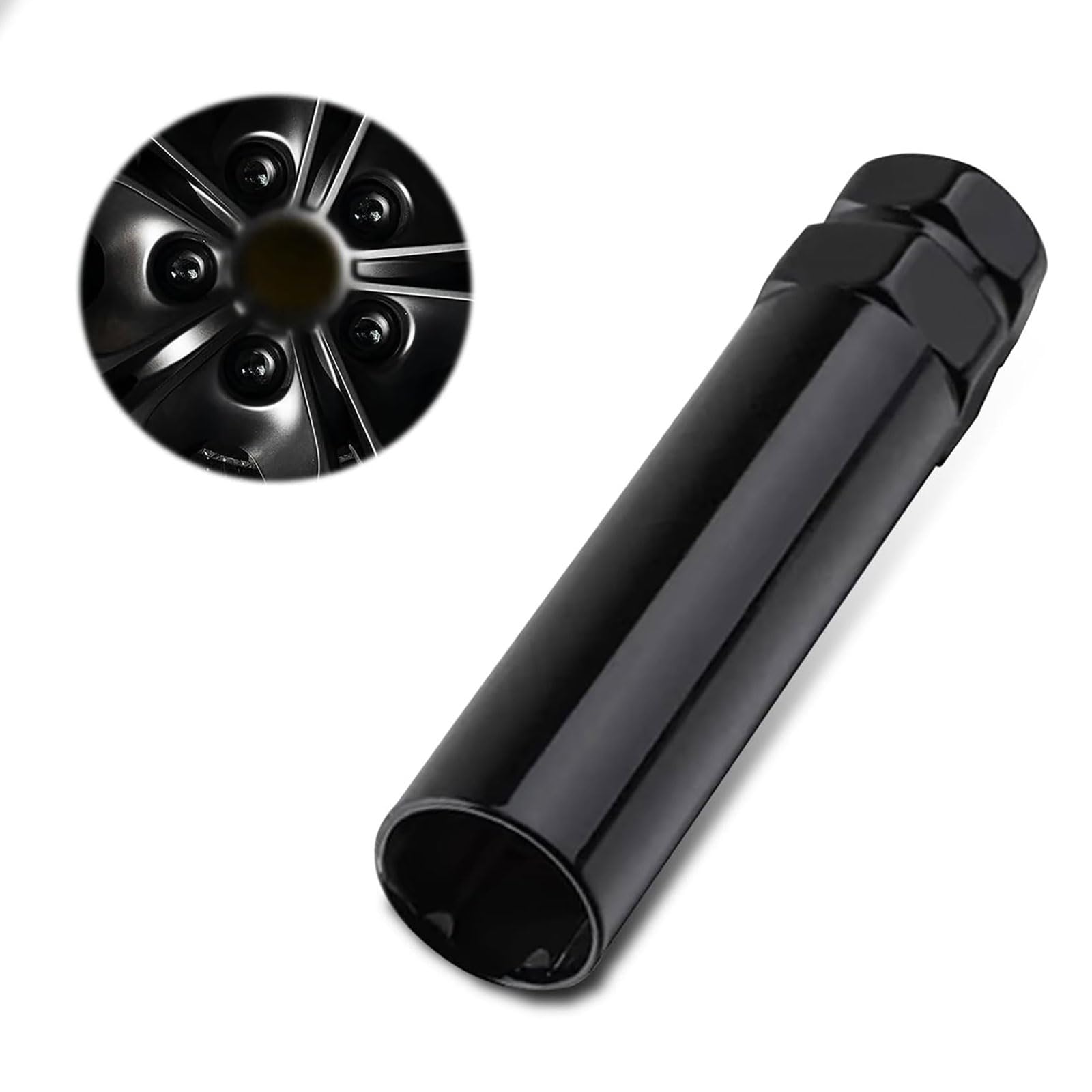 Pack-1 Car Hub Anti-Theft Screws Disassembly Tool, 7 Slot Modification Nut Wheel Hub Screw Sleeve, 7 Point Spline Drive Tuner Replacement Socket Adapter, Universal for Most Cars (Black)