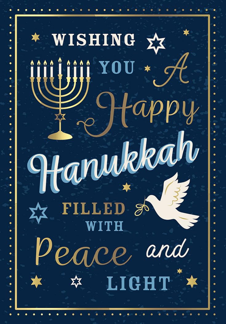 Jewish Card, Wishing you Happy Hanukkah - 7 x 5 inches - Regal Publishing