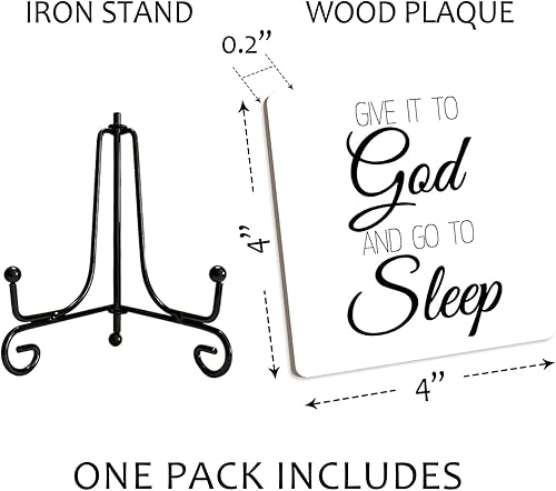 Miniatura 2 de Letrero cristiano de dormitorio con soporte de hierro, con texto en inglés "Give it to God and Go to Sleep" (Give it to God and Go to Sleep)