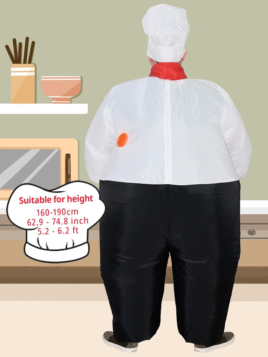 Inflatable Kitchen Cooking Chef Costume Blow Up Suit Fancy Dress