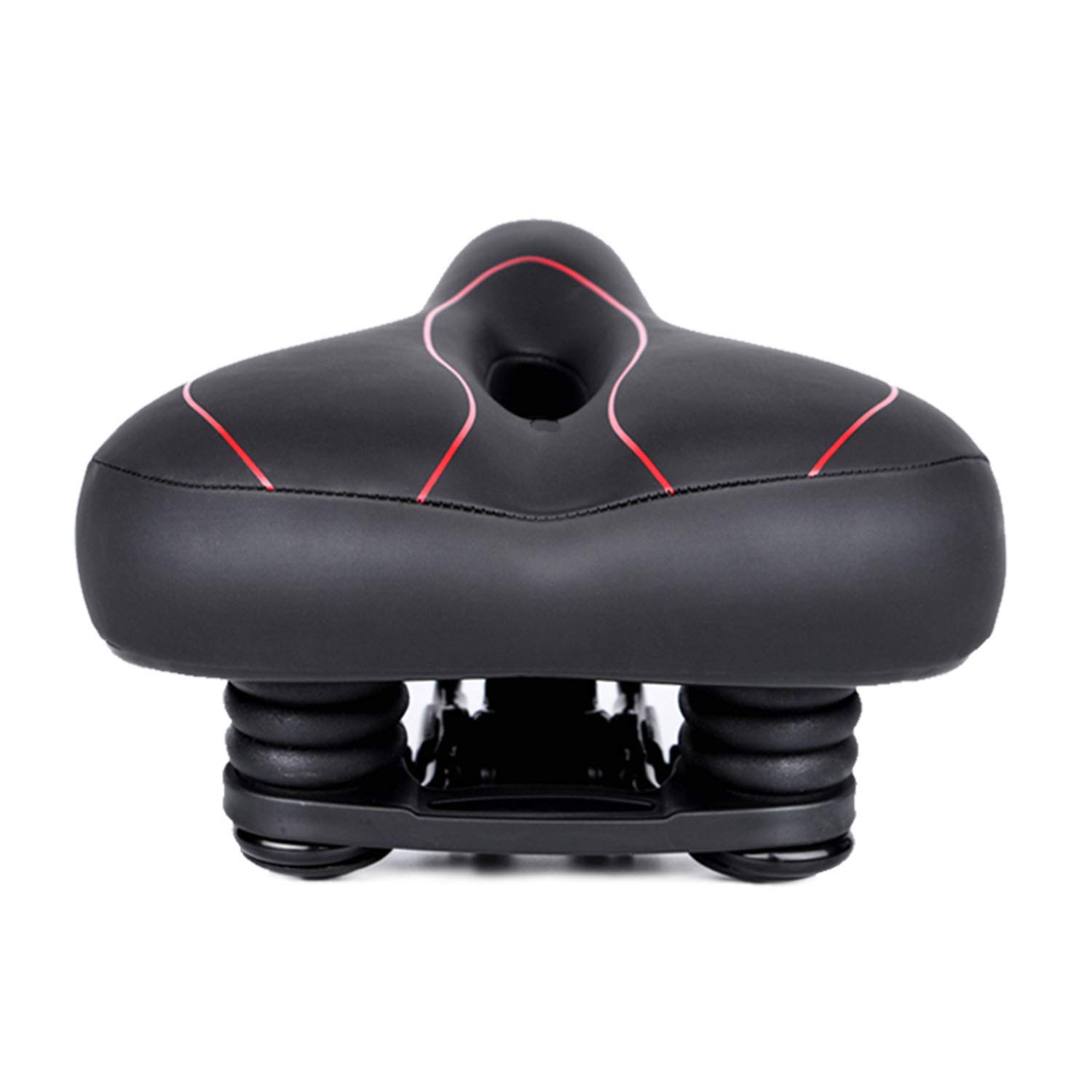 LWR Bicycle seat saddle universal comfort big butt mountain bike road bike dead fly bicycle seat cushion, shock absorbing spring design makes it more stable on the mountain road,Blackred