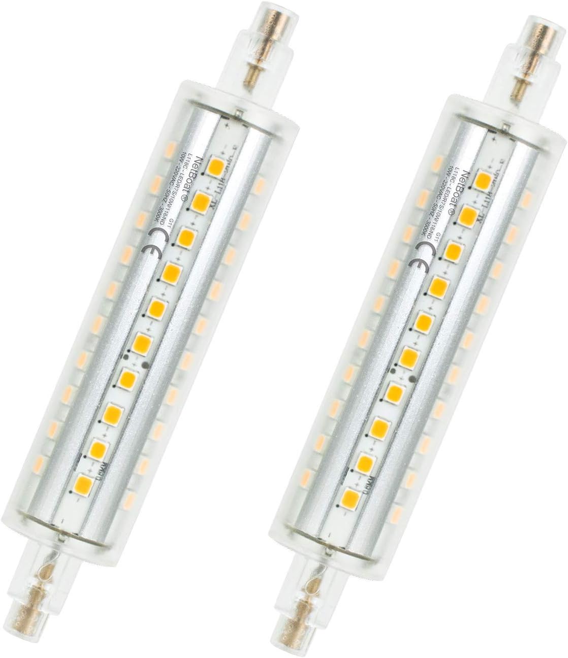 2X R7S LED Bulb 118mm 10W 1000LM Warm White 3000K,Replacement for 100W Halogen Bulbs,360 Degrees J Type J118 LED Floodlight Bulb [Energy Class A++]