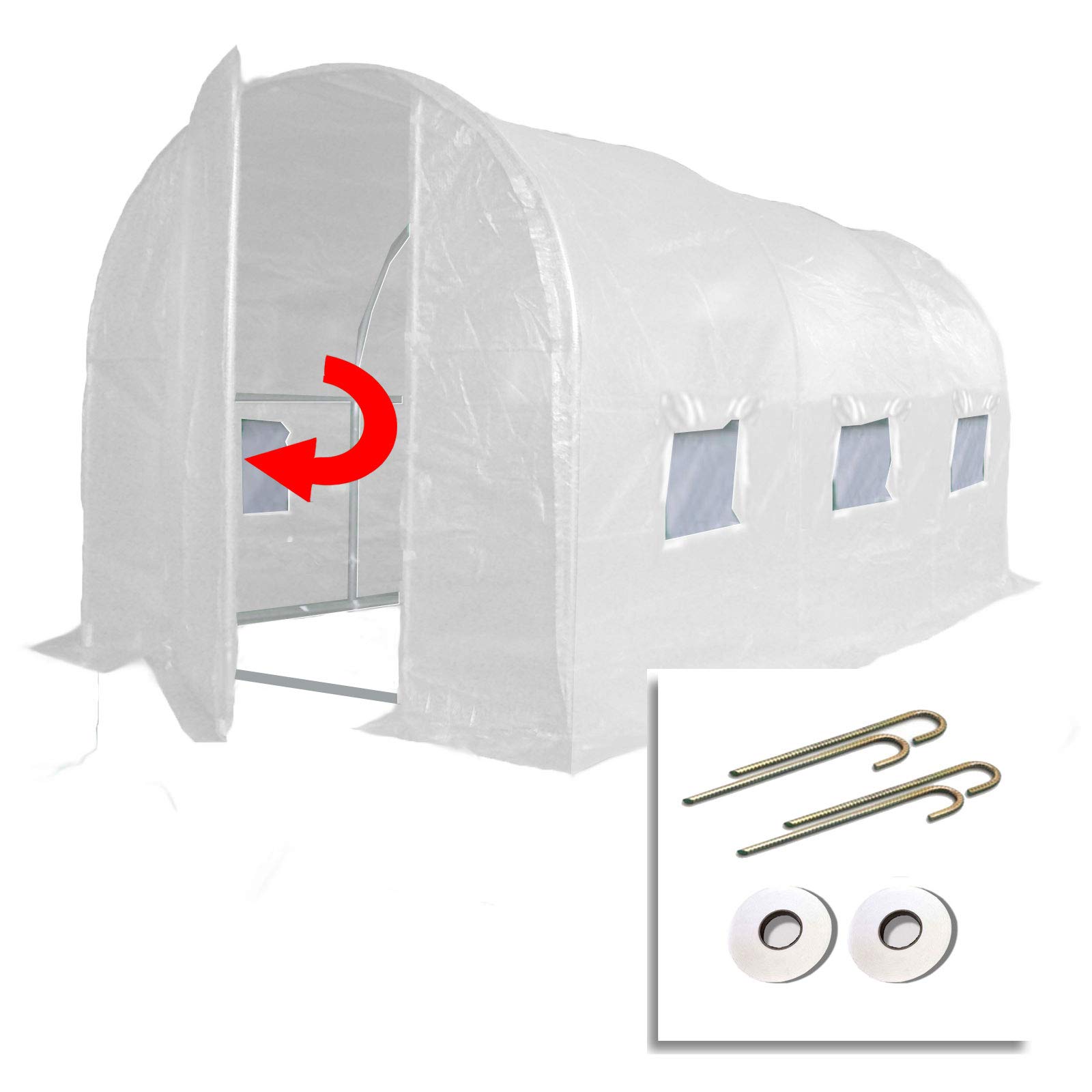 4m x 2m Polytunnel + Ground Anchor Kit "Strongest In It's Class". Fully Galvanised Structure | More Internal Bracing than all others. Metal Hinged Door | Groundbar Kit. (4m x 2m + Ground Anchor Kit)