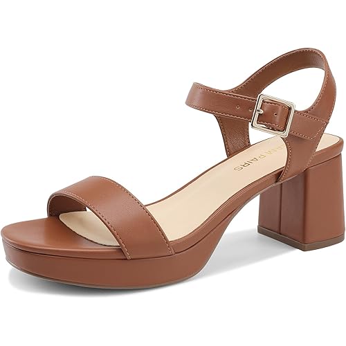 DREAM PAIRS Women's Platform Heels Block Chunky Open Toe Ankle Strap Heel Fashion Wedding Party Dress Sandals Shoes