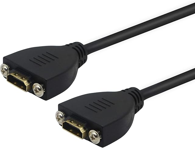 PNGKNYOCN HDMI Female to Female Extension Cable High Speed with Screws to Fix the Panel Support 4K/60HZ for Panel Mount (20cm)
