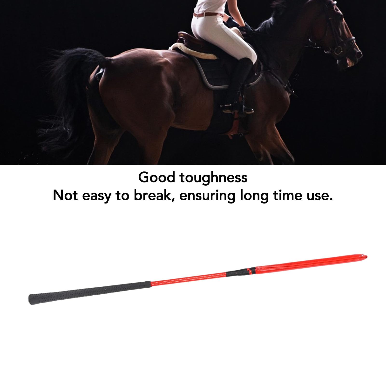 Tbest Frustino da Cavallo in Pelle Verniciata di Alta qualità, Frustino da Equitazione da 65 Cm con Manico Antiscivolo in Silicone, per Addestramento e Competizioni di